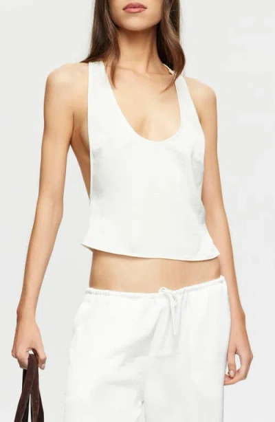Lioness Bare Crop Satin Tank In White