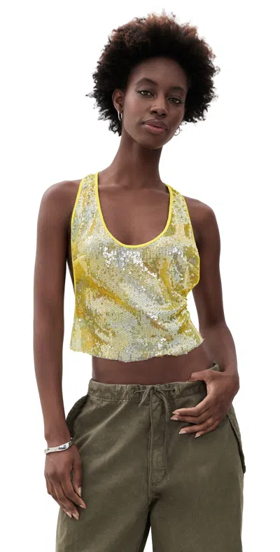 Lioness Bare Sequin Cami Desert Night Leaf In Yellow