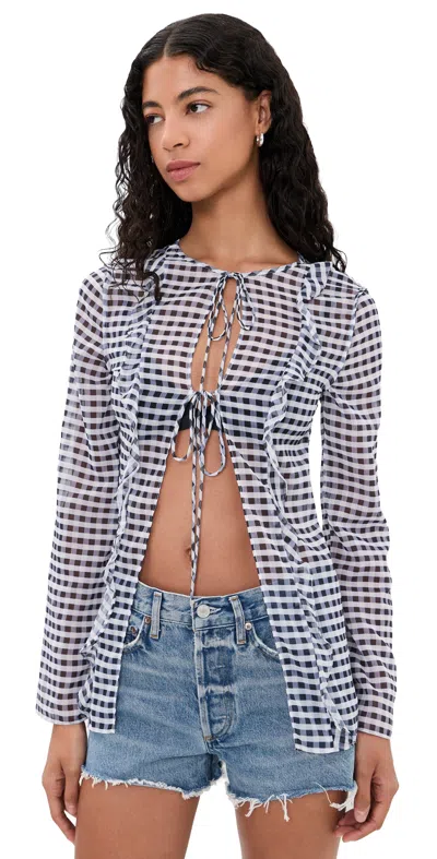 Lioness Barely There Tie Top Noir Check In Multi