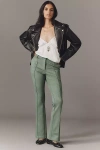 Lioness Bella Faux-suede Low-rise Straight-leg Pants In Green