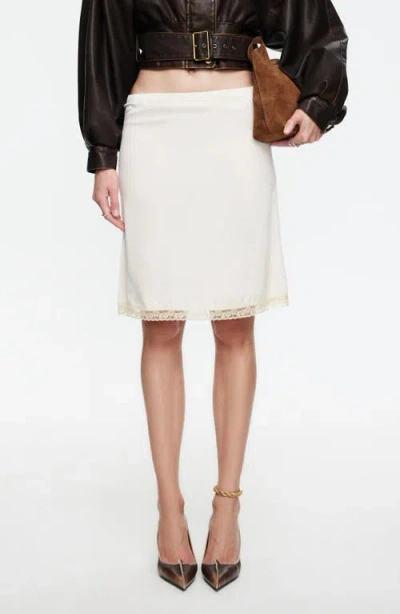 Lioness Bella Lace Detail Satin Skirt In White