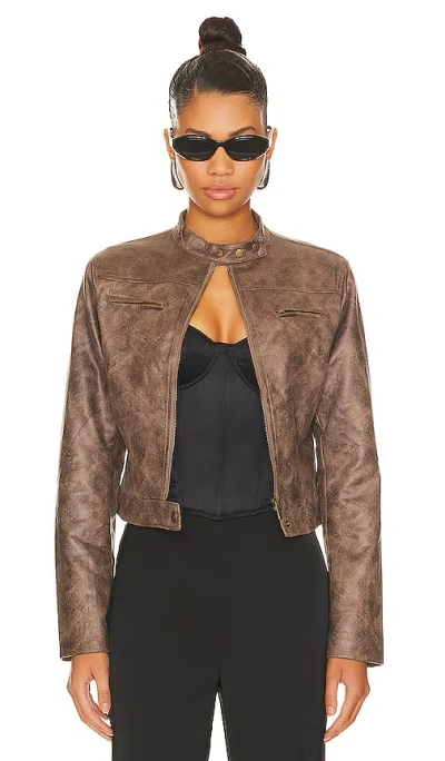 Lioness Bella Moto Jacket In Chocolate