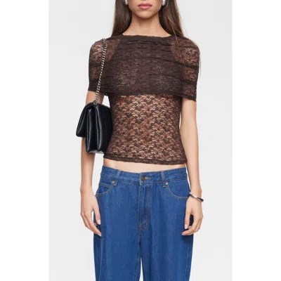 Lioness Bella Vita Lace Layered Top In Chocolate