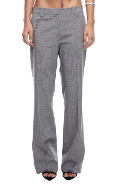 Lioness Bessette Low Rise Chain Detail Plaid Pants In Onyx Gingham