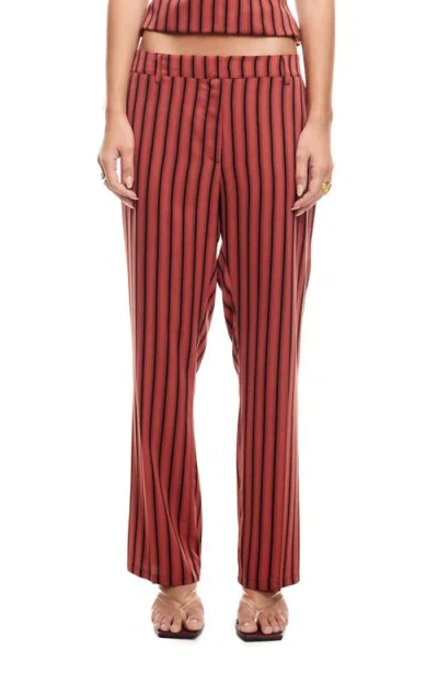 Lioness Bessette Stripe Low Rise Pants In Crimson Pinstripe