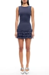 Lioness Bisous Ruffle Hem Minidress In Mineral