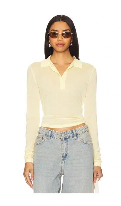 Lioness Black Swan Polo Top In Lemon