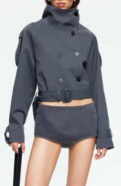 Lioness Blanc Crop Trench Coat In Gray