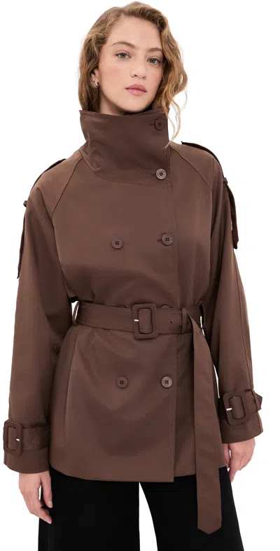 Lioness Blanc Trench Coat Chocolate