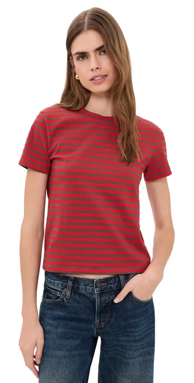 Lioness Bloom Baby Tee Lava Cocoa Stripe In Red