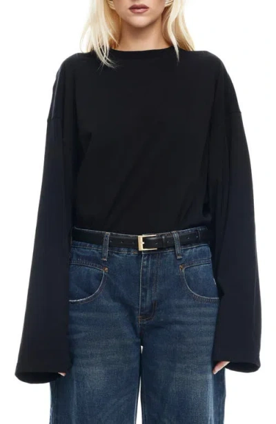 Lioness Bloom Long Sleeve Knit Shirt In Black