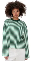 Lioness Bloom Cotton Mix Long Sleeve Crew Neck Boxy T-shirt In Green