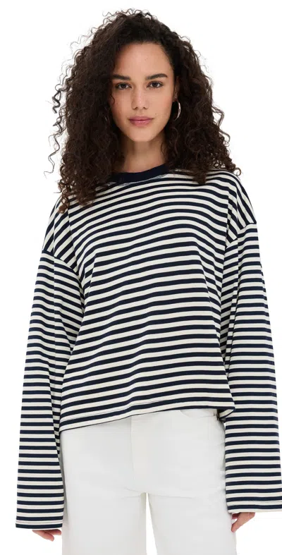 Lioness Bloom Long Sleeve Navy Stripe In Gray