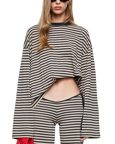 Lioness Bloom Long Sleeve Stripe Top In Black