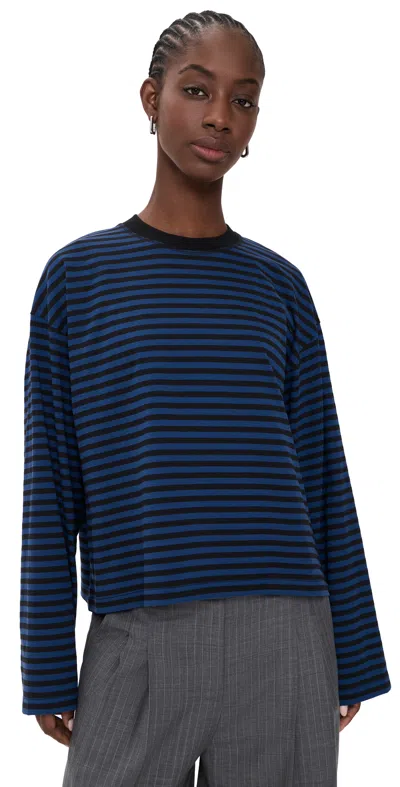 Lioness Bloom Long Sleeve Tee Black Navy Stripe In Blue