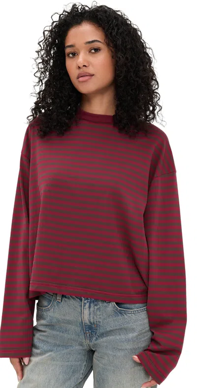 Lioness Bloom Long Sleeve Tee Chocolate Wine Stripe In Brown