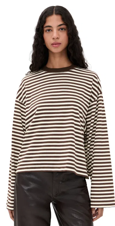 Lioness Bloom Long Sleeve Tee Dark Chocolate Stripe In Brown