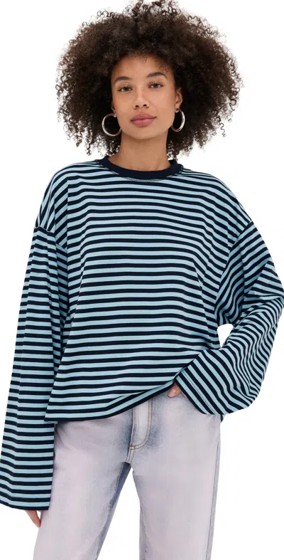Lioness Bloom Long Sleeve Tee Navy Sea Stripe In Blue