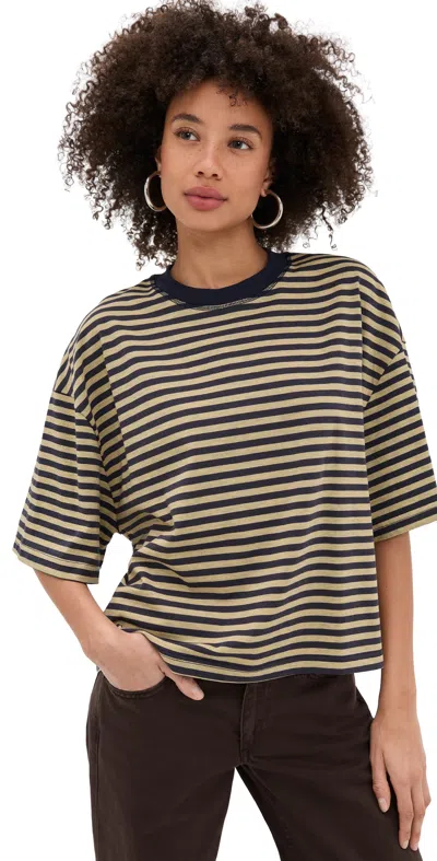Lioness Bloom Short Sleeve Tee Beige Stripe In Brown