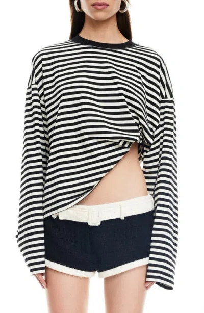 Lioness Bloom Stripe Top In Black