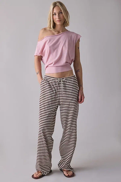 Lioness Bloom Striped Pull-on Pant In Chocolate Stripe, Women's At Urban Outfitters In Brown