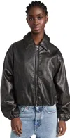 Lioness Kenny Faux Leather Bomber Jacket In Onyx