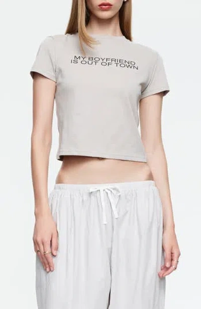Lioness Boyfriend Graphic Baby Tee In Gray