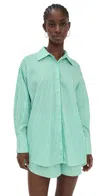 Lioness Boyfriend Shirt Green Stripe In Green