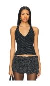 Lioness Brat Halter Top Onyx Polka In Black