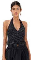 LIONESS BRAT HALTER TOP ONYX POLKA