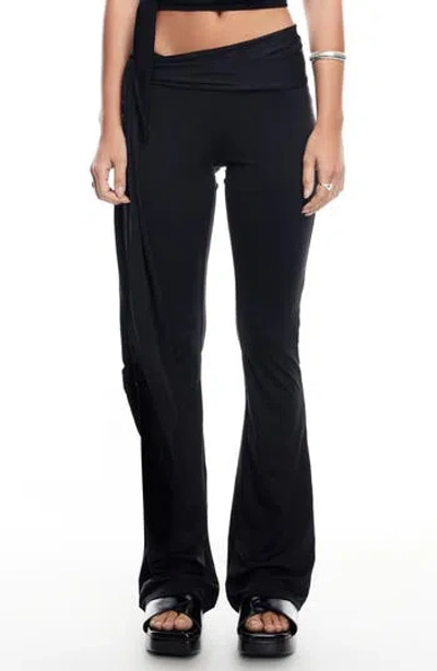Lioness Butterfly Low Rise Tie Waist Flare Pants In Black