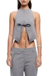 Lioness Butterfly Tie Plaid Halter Top In Gray