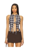 Lioness Butterfly Tie Top In Blue