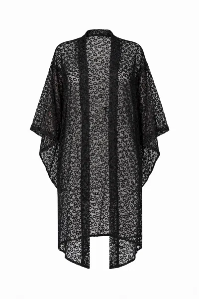 Lioness By Tf Women's Black Lacy Luxe Kimono Jacket