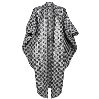 Lioness By Tf Women's Black / Silver Black Squared Midi Jamie Kimono Jacket In Black/silver