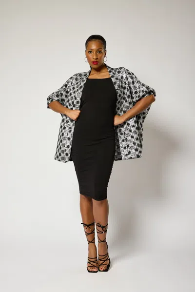 Lioness By Tf Women's Black / White / Grey Short Checkered Kimono Jacket