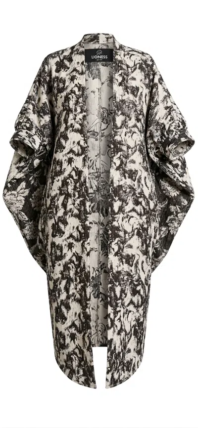 Lioness By Tf Women's Black / White Monochrome Brocade Kimono Jacket In Multi