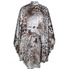 Lioness By Tf Women's Blue / Brown Blue And Brown Long Silk Animal Pattern In Blue/brown