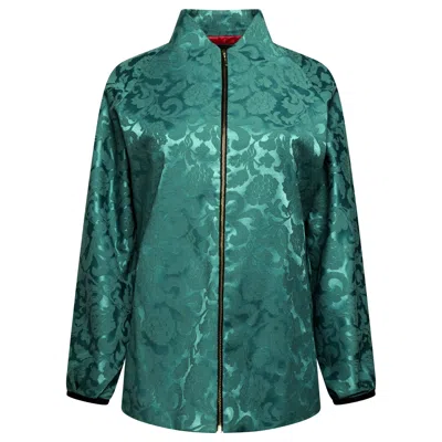 Lioness By Tf Women's Green Emerald Elegance Jacquard Jacket