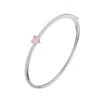 Lioness By Tf Women's Pink / White Amora Pink Heart Bracelet Rhodium-plated, Solid Sterling Silver In Multi