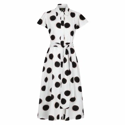 Lioness By Tf Women's White Absolute Polka Dot Linen Short Sleeve Shirt Dress