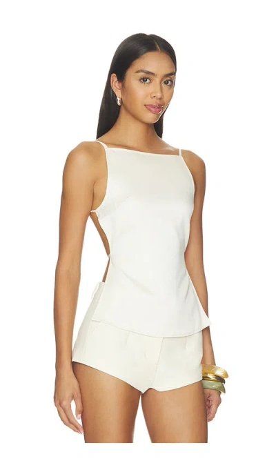 Lioness Camille Satin Strappy Open Back Cami Top In Neutral