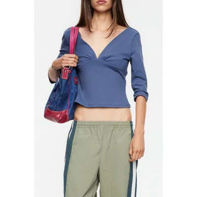 Lioness Canyon V-neck Cropped Top In Blue