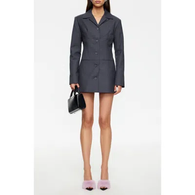Lioness Carmela Long Sleeve Mini Coat Dress In Gray