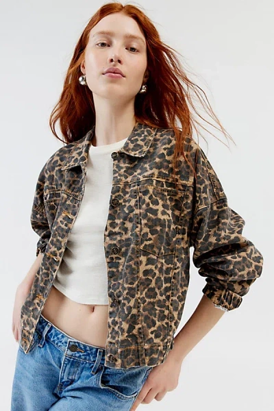 LIONESS CARMELLA DENIM JACKET IN BROWN, WOMEN'S AT URBAN OUTFITTERS