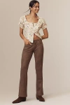 Lioness Charismatic Faux-suede Low-rise Flare Pants In Brown