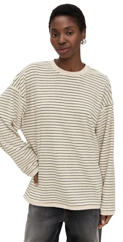 Lioness Cheri Long Sleeve Cream Noir Stripe In Multi
