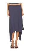 Lioness Cherie Asymmetric Midi Skirt In 矿物灰