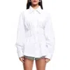 Lioness Chloe Cotton Wide Sleeve Cuffed Ruched Detail Oversized Shirt