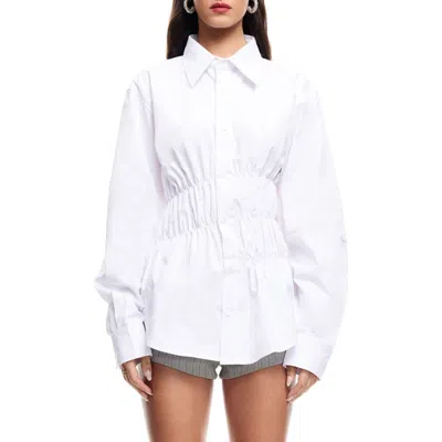 Lioness Chloe Shirred Cotton Button-up Shirt